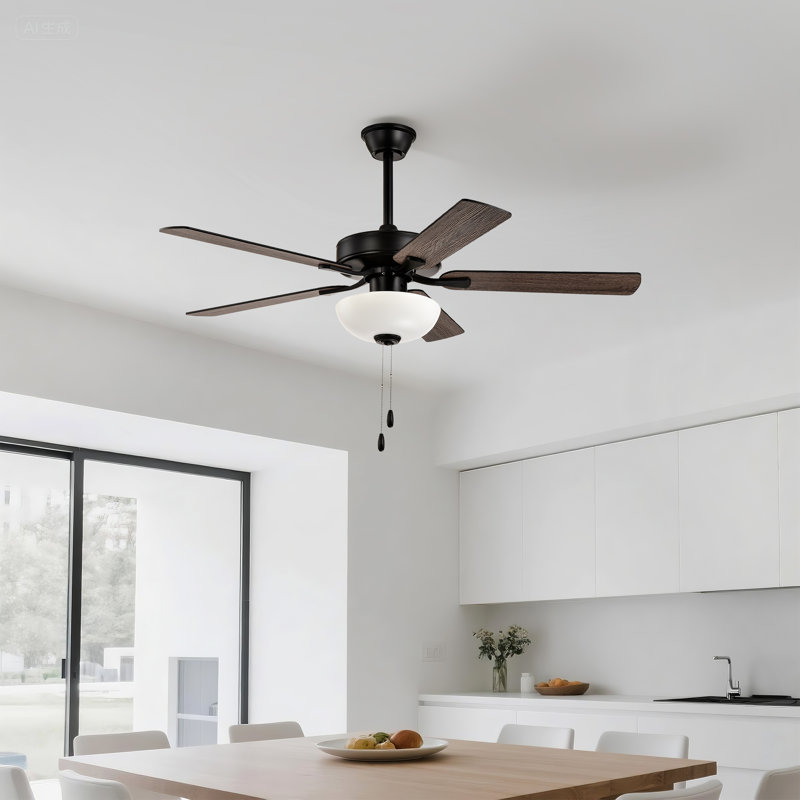 Ventilateur de plafond 52 po Amantha, Noir mat avec pales au charbon noir / rustique