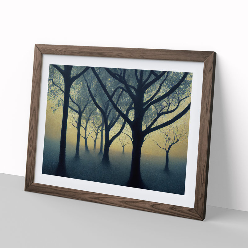 Harmonious Tree Forest - Single Picture Frame Print, 46cm H x 64cm W x 2cm D, Walnut