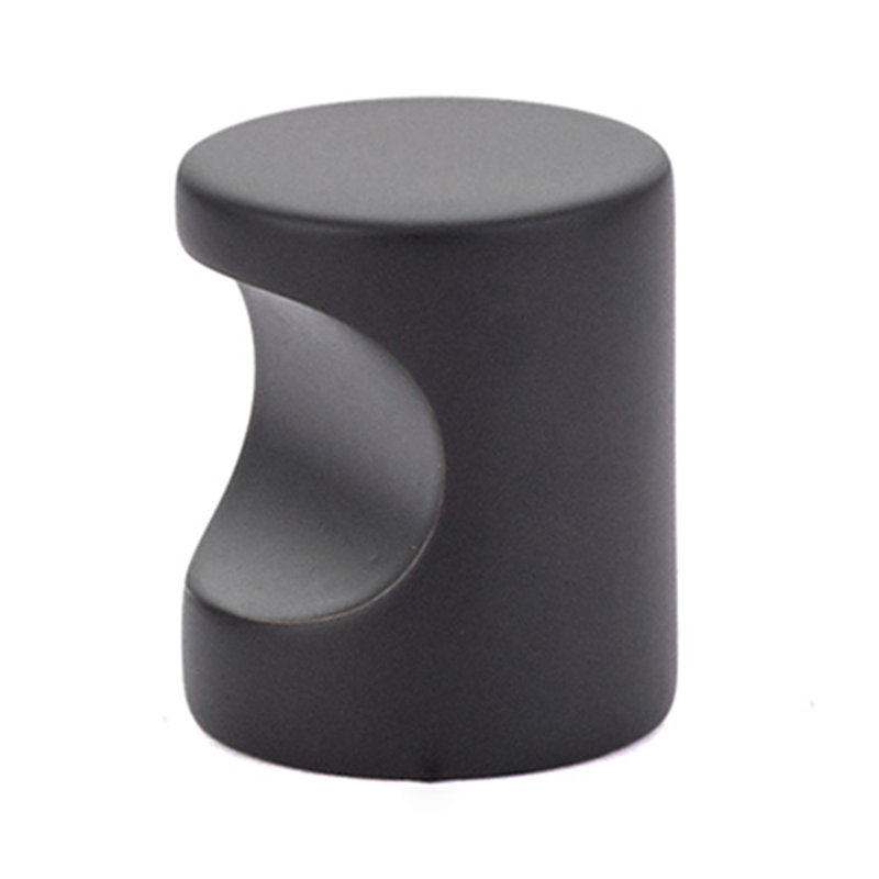 Cylindrical Cabinet Knob, Flat Black, 0.88"