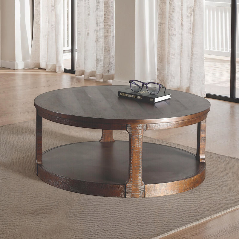 Table basse de style transitionnel, finition espresso, tablette inférieure sur roulettes, mobilier de salon, Espresso