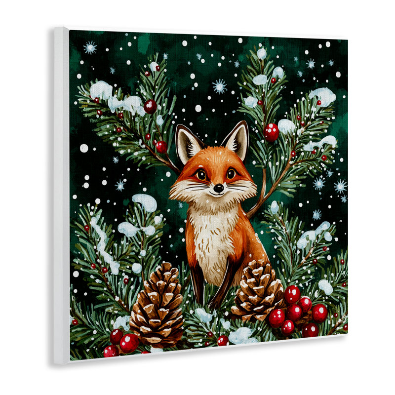 Plaque murale Winter Winter Fox & Pinecones, design par Yen