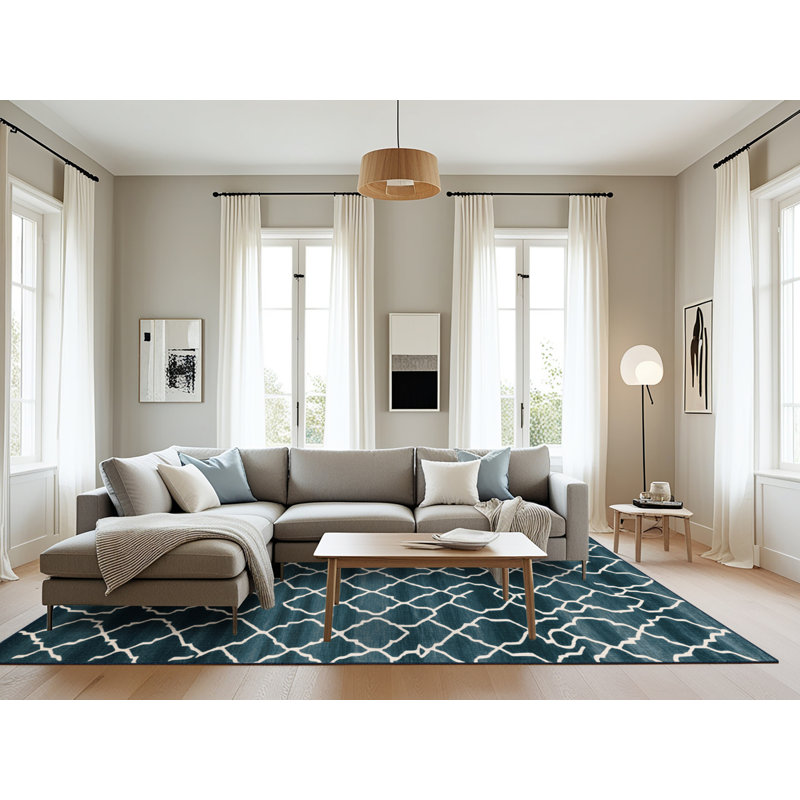 Tapis gris en treillis lavable à la machine, Rectangulaire 8 pi x 10 pi