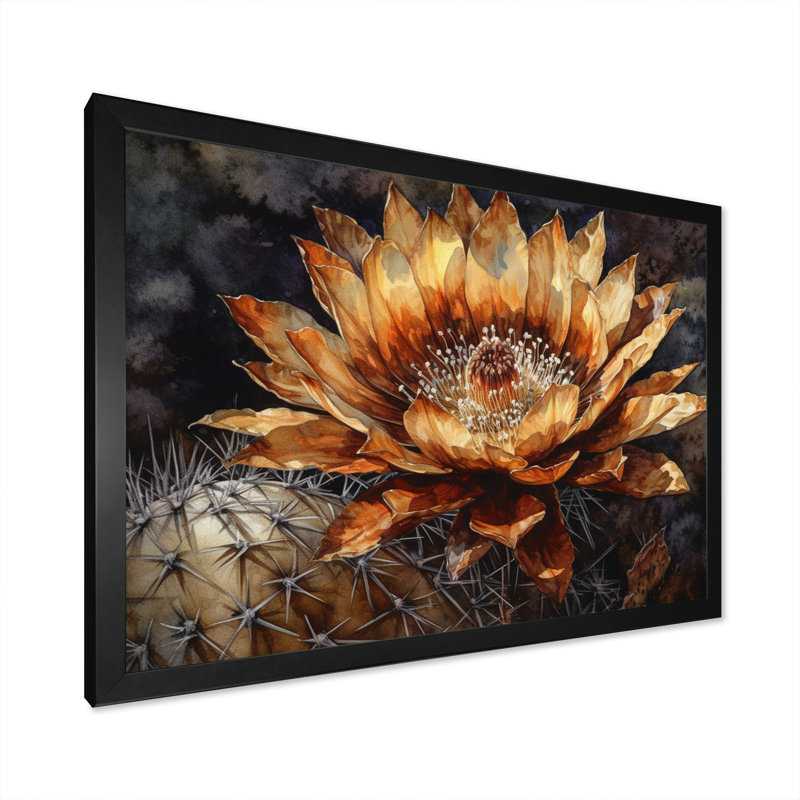 Art sur toile de cactus brun Rozia, Cadre photo noir, H 12 po x l 20 po x P 1 po