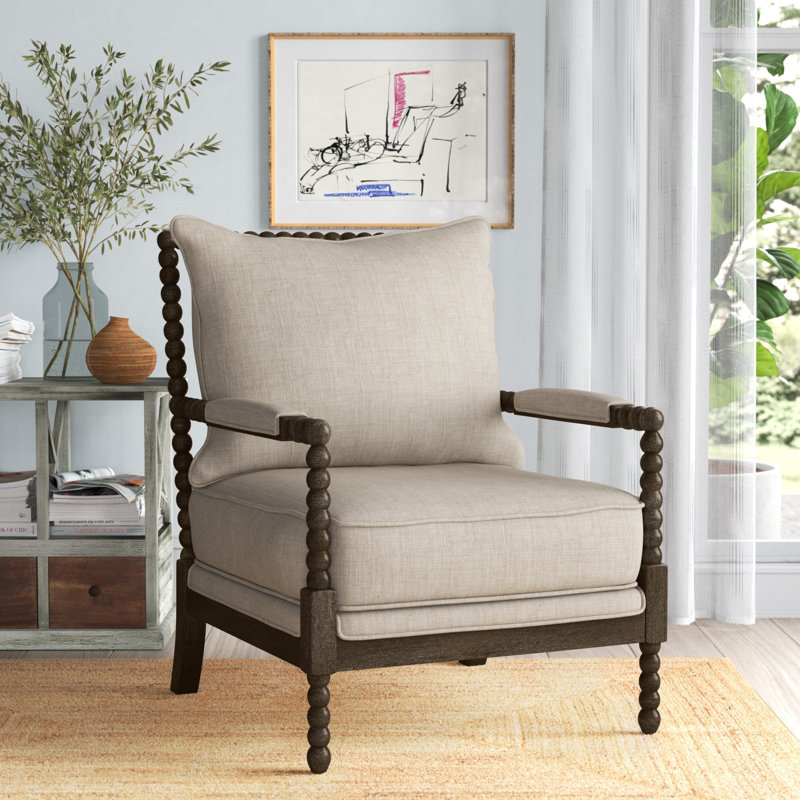 Fauteuil d'appoint rembourré Herndon, Brun, 100 % polyester beige