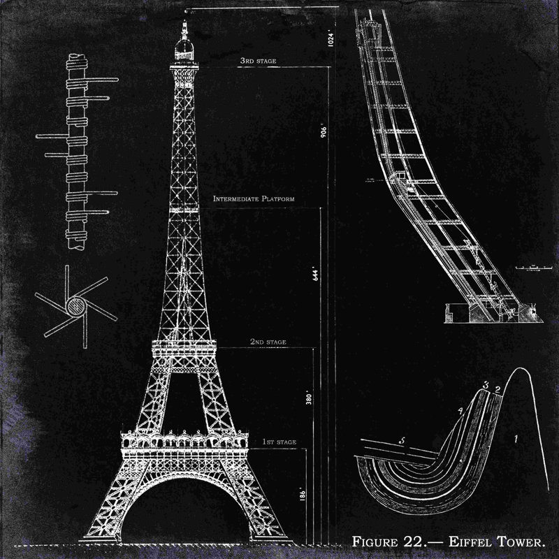 Plan Eiffel, H 12 po x l 12 po