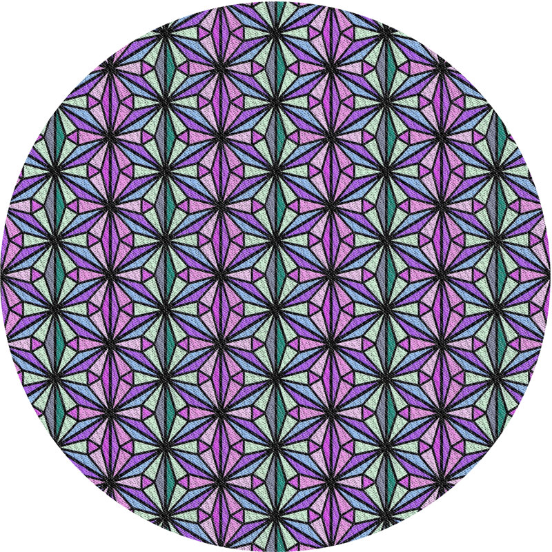 Tapis 100% à motif lavable à la machine 1543, Rond 5 pi
