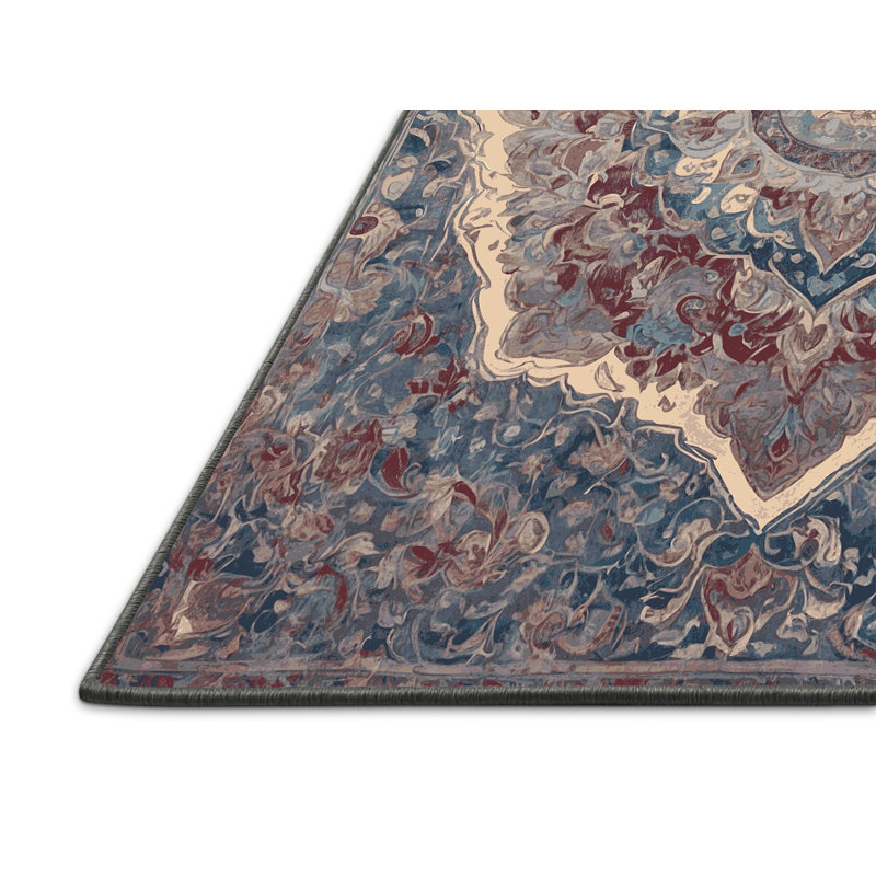 Tapis gris soyeux et moelleux, Rond 5 pi