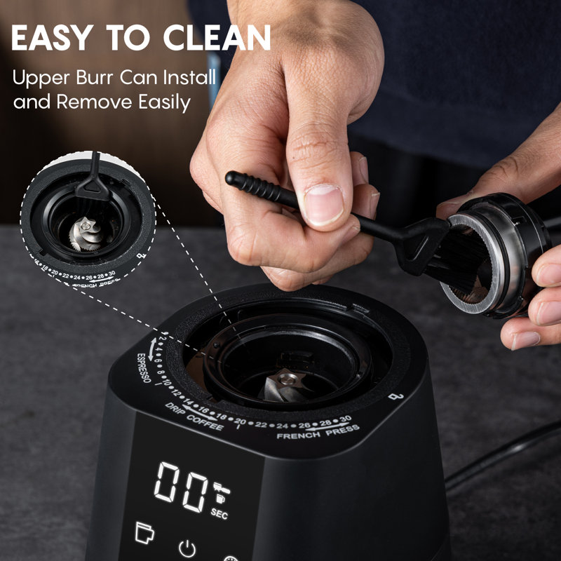 Conical Burr Coffee Grinder Electric Coffee Bean Grinder With Lcd Screen 30 Grind Settings Burr Mill Grinder, 2-12 Cups