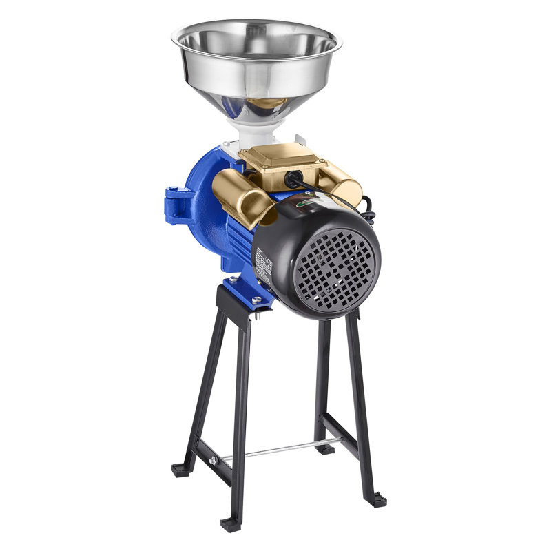 Moulin à grain électrique avec entonnoir en acier inoxydable et broyeur à grain de blé sec VEVOR 3000W, Bleu
