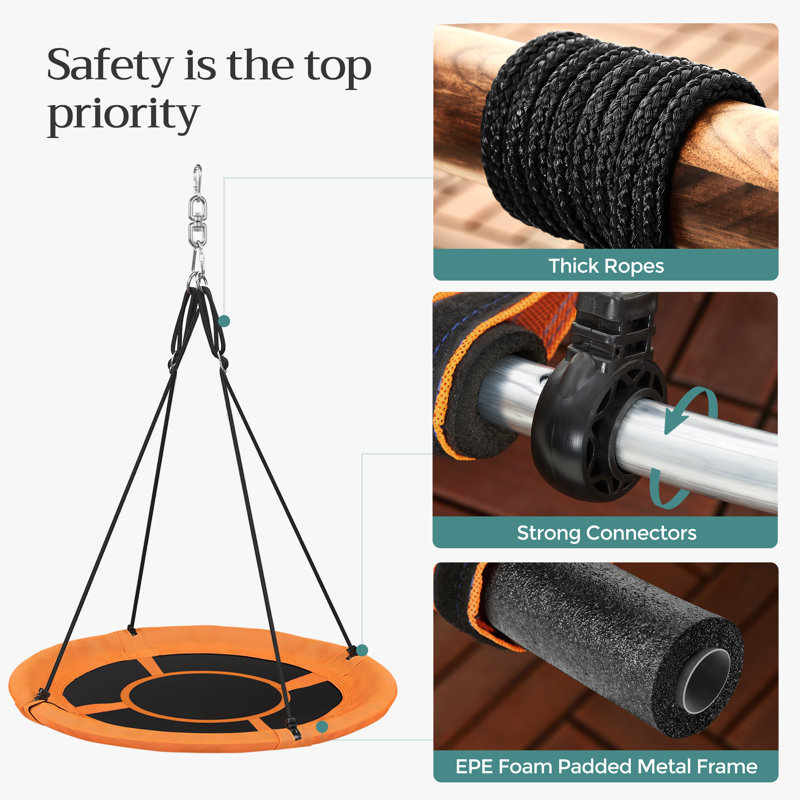 Balancelle pour soucoupe SONGMIC, 40 po, 700 lb, avec trousse de suspension, orange et noir UGSW001O01, Orange / Noir