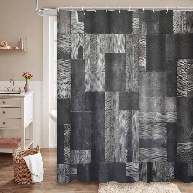 Rideau de douche imperméable antique avec 12 crochets, L 72 po x l 78 po