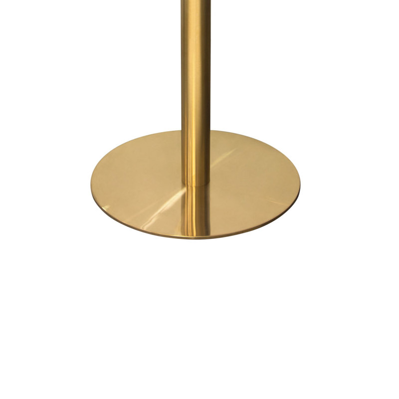 Table de salle à manger Rely, plateau rond laqué blanc, base en métal doré, H 30 po x L 36 po x l 36 po