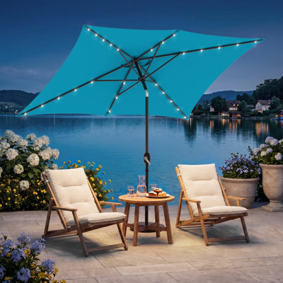 Buono 10' x 6.5' Rectangular Lighted Market Umbrella
