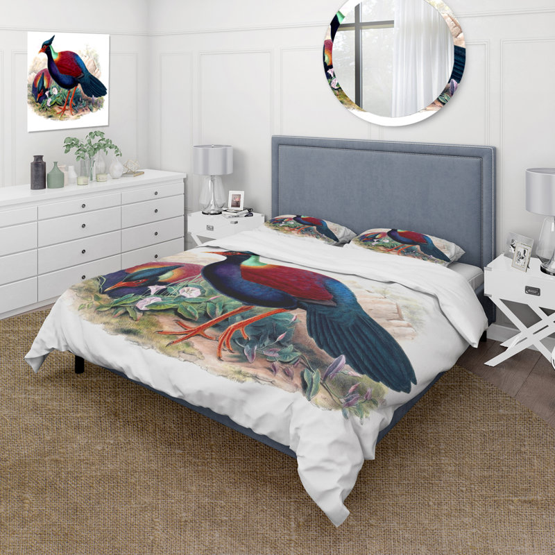 Ensemble de housse de couette traditionnel Vintage Birds In The Wild II - microfibre de polyester