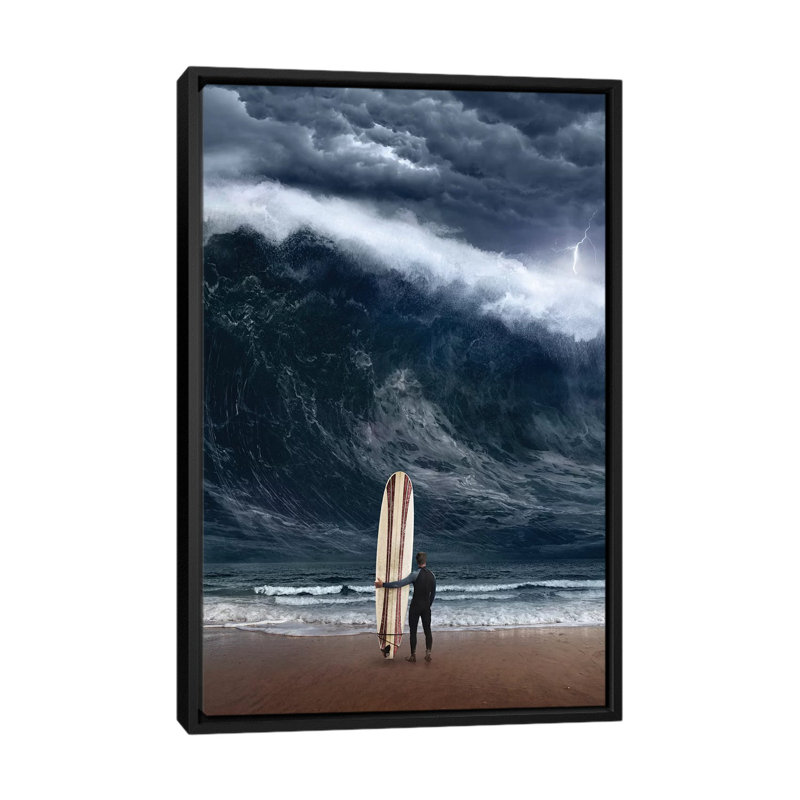 «Surf Cataclysm», impression sur toile, H 60 po x l 40po x P 1,5 po, Toile avec cadre noir, Pas de tapis