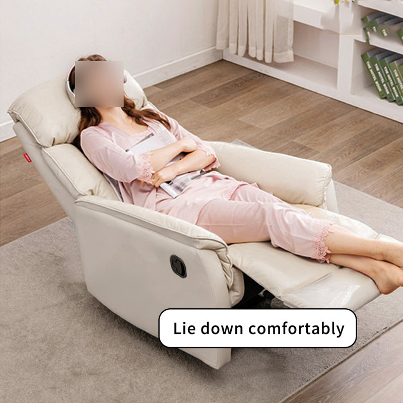 Fauteuil inclinable moderne, multifonctionnel et ergonomique, Cuir assorti, Beige