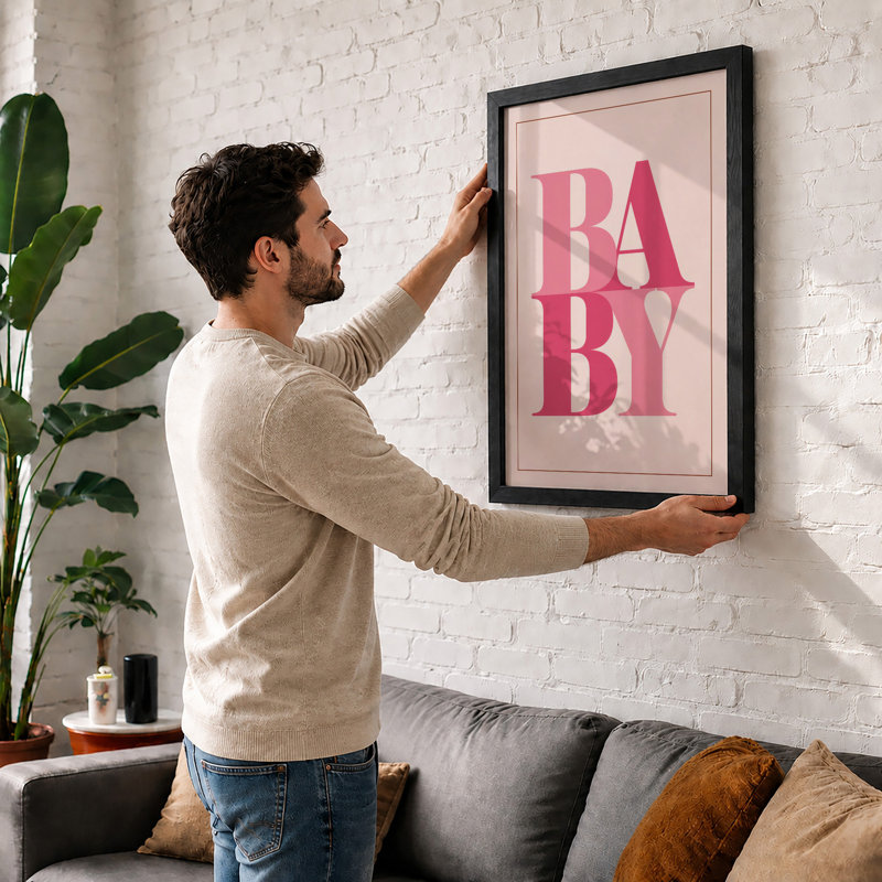 Baby Bold Typography - Print, A3 - 42.0 x 29.7 cm, White
