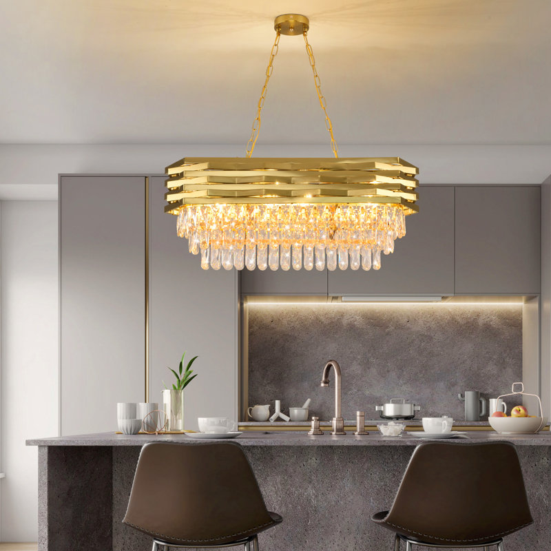 Lustres en cristal dorés modernes pour la salle à manger