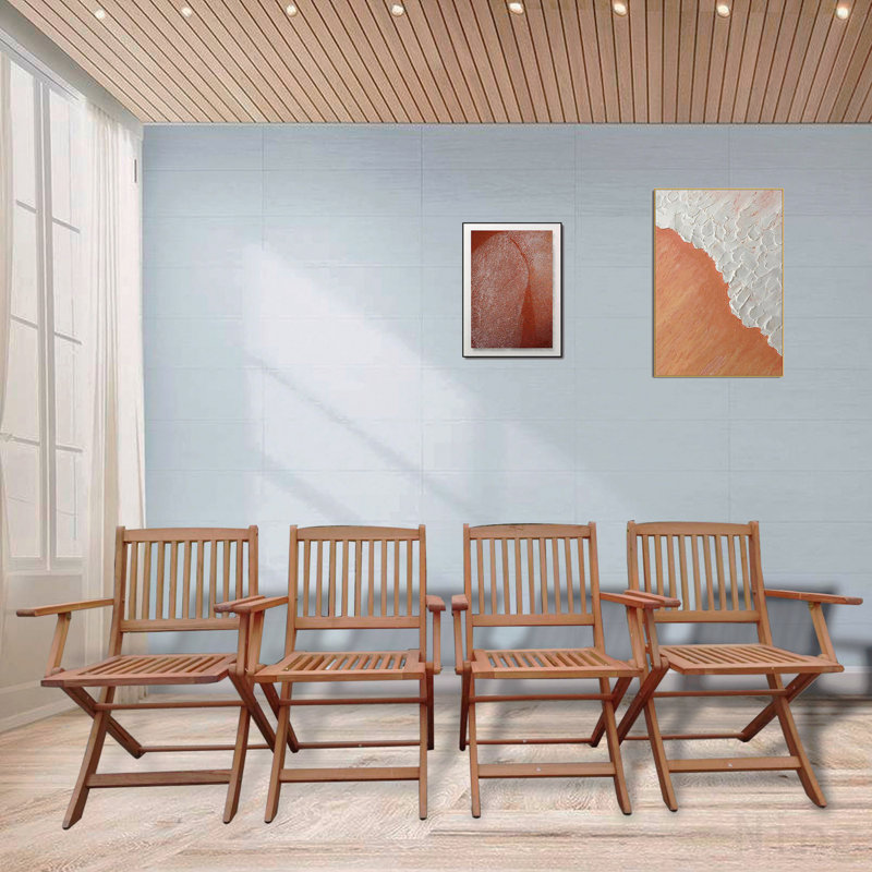 Ensemble de salle à manger pliable pour patio, 4 chaises pliantes, intérieur et extérieur universel, teck