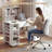 53″W Pull-Out Sewing Craft Table with Storage,Mobile Sewing Machine Desk with Drawers & Adjustable Cabinet-123302687