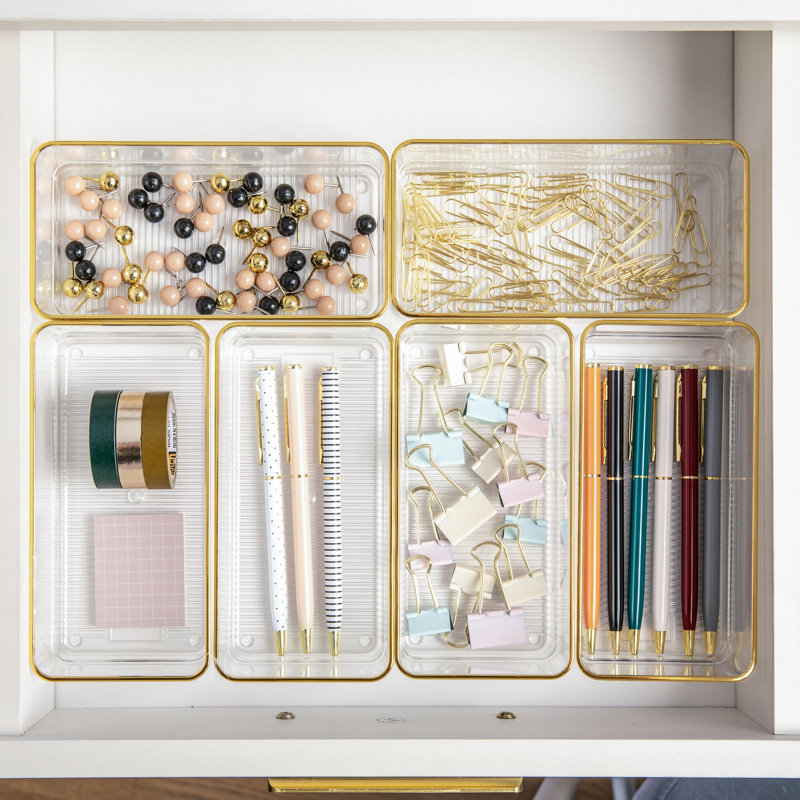 Organisateurs de tiroir de bureau empilables en plastique Martha Stewart Kerry - 6 po x 3 po