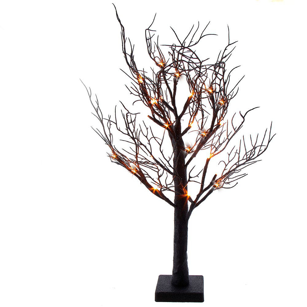 Kurt Adler Orange LED Black Glitter Table Piece Tree | Wayfair