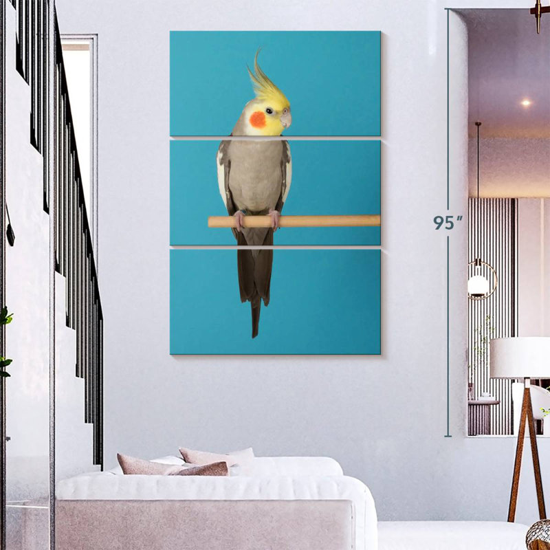 Brampt Cockatiel On Blue, 74" H x 48" W