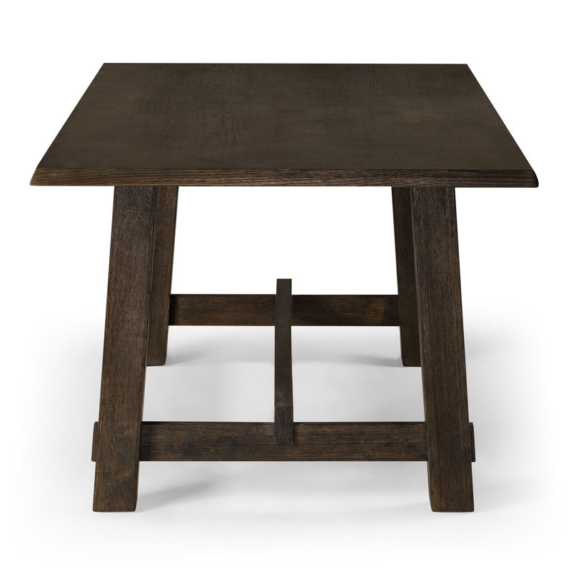 Maven Lane Yves Rustic Rectangular Wooden Dining Table in Weathered Finish, Brown