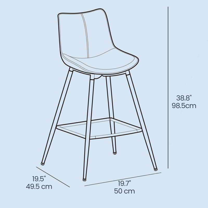 Borna Bar Stools Set of 2, Counter Height Bar Stools, Brown, Bar Stool (28.7" Seat Height)
