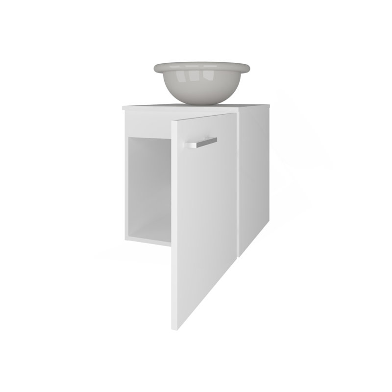 Meuble-lavabo avec lavabo intégré Pirtleville, blanc, Blanc