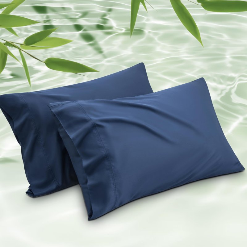 Rayon from Bamboo Cooling Pillowcase, Navy, King Pillowcase