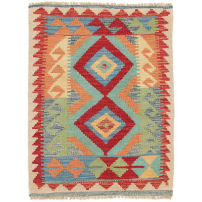 Geometric Wool Hand Woven 60cm X 90cm Area Rug