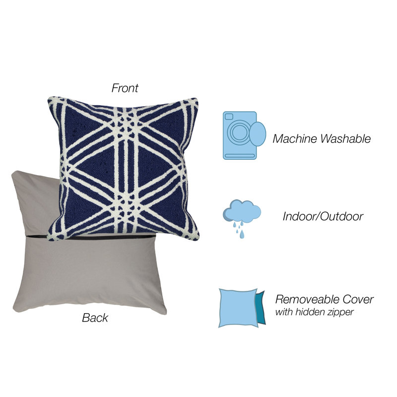 Navy and Ivory Geometric Indoor/Outdoor Throw Pillow