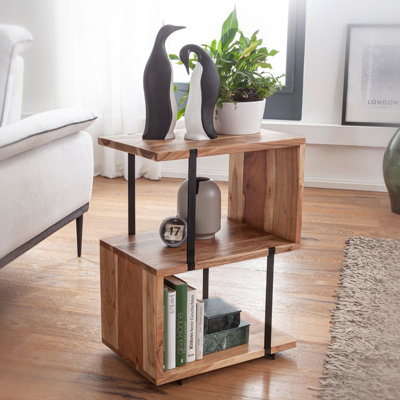 Delatorre Solid Wood Floor Shelf End Table