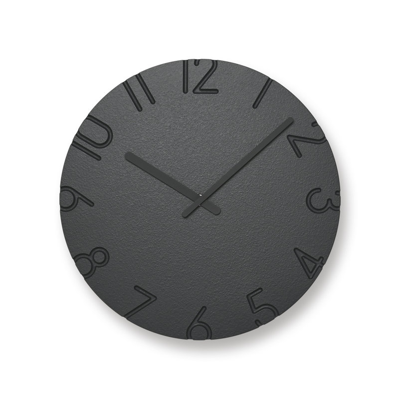 Lemnos CARVED Colored Clock, Black