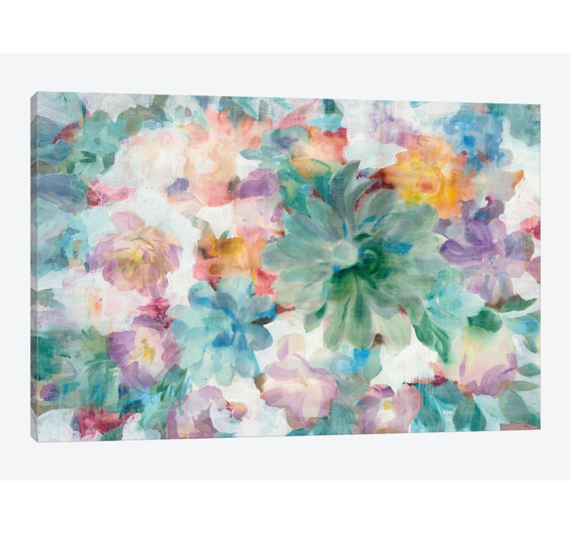 « succulent fleurs », reproduction sur toile tendue, H 26 po x l 40 po x P 1,5 po, Toile tendue, Pas de tapis