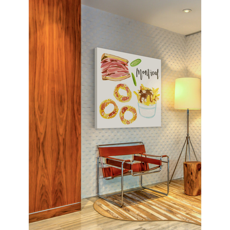 « montréal eats » par molly rosner, reproduction d’art sur toile tendue, 32" H x 32" L x 1,5" D