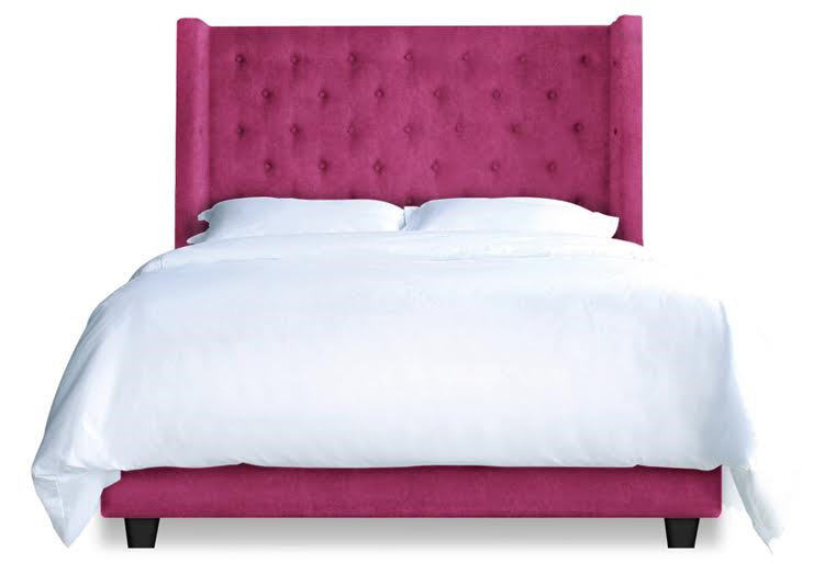 Bren Velvet Wingback Bed, California King, Savona Fuchsia