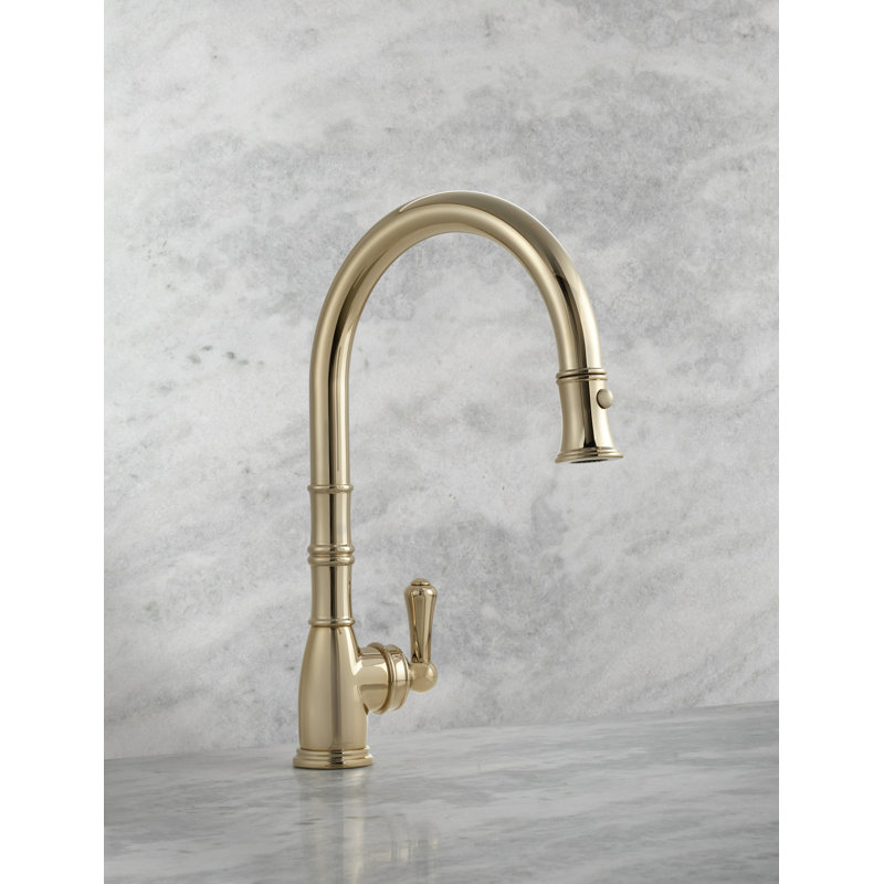 Georgian Era Pull-Down Bar/Food Prep Kitchen Faucet, English Gold