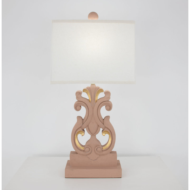 Seren Table Lamp, Soft Pink/Gold Leaf, White