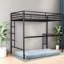 Lit superposé simple au-dessus d'un lit double moderne, structure en métal avec bureau pour la chambre à coucher