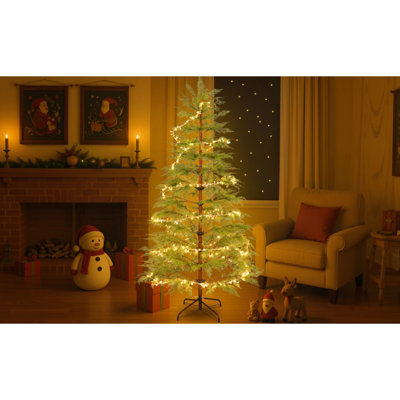 Arbre artificiel de 6 pieds avec lumières à DEL jaune chaud, base, polyvalent pour les décorations métalliques modernes
