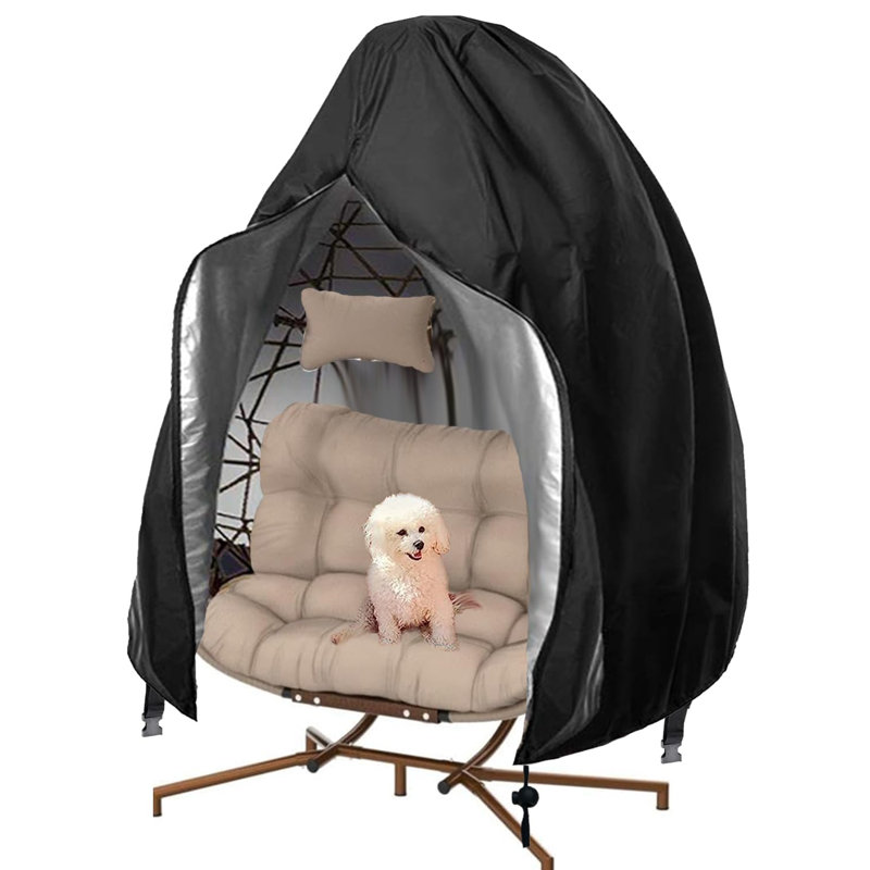 Patio Egg Chair Covers With Zipper, 91 X 80 Large Wicker Egg Swing Chair Covers, Waterproof Heavy Duty Weather Resisatnt Outdoor Chair Cover, Windproof Hanging Chair Cover, Black, 1 Pack