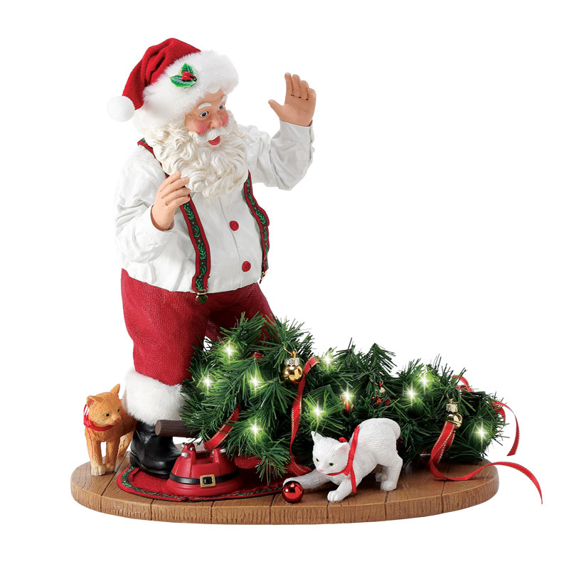Figurine illuminée de père Noël et ses animaux de compagnie