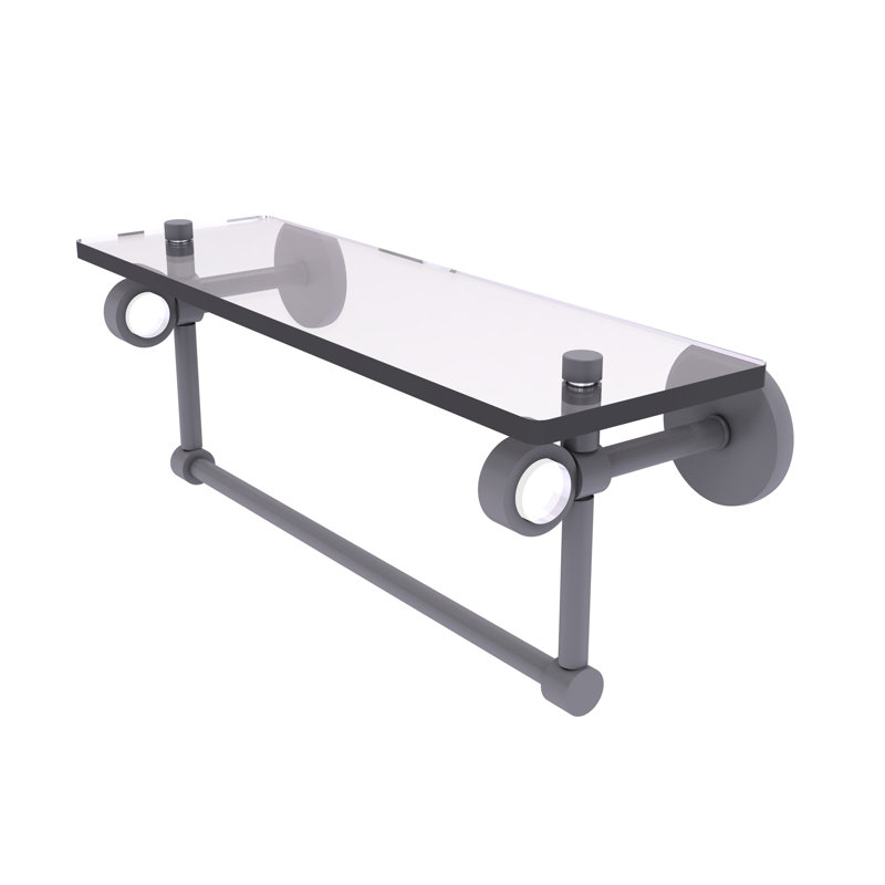 Margolis Bracket Shelf with Towel Bar, Matte Gray, 6.2" H x 22" W x 5.65" D
