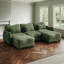 Canapé d'angle modulaire 3 places en chenille en forme de U avec poufs et coussins-598623532