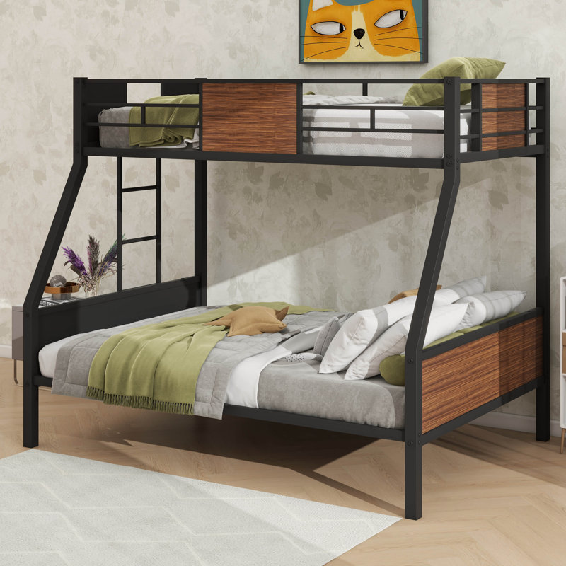 Stylish Modern Twin-Over-Full Steel Frame Bunk Bed