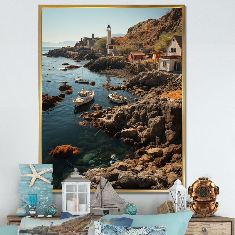 Port Harbor Retreat III - Imprimé, H 20 po x l 12 po x P 1 po, Cadre flottant doré