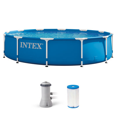 Piscine hors-terre ronde avec structure en métal 12 pi x 30 po avec pompe Intex 28211EH