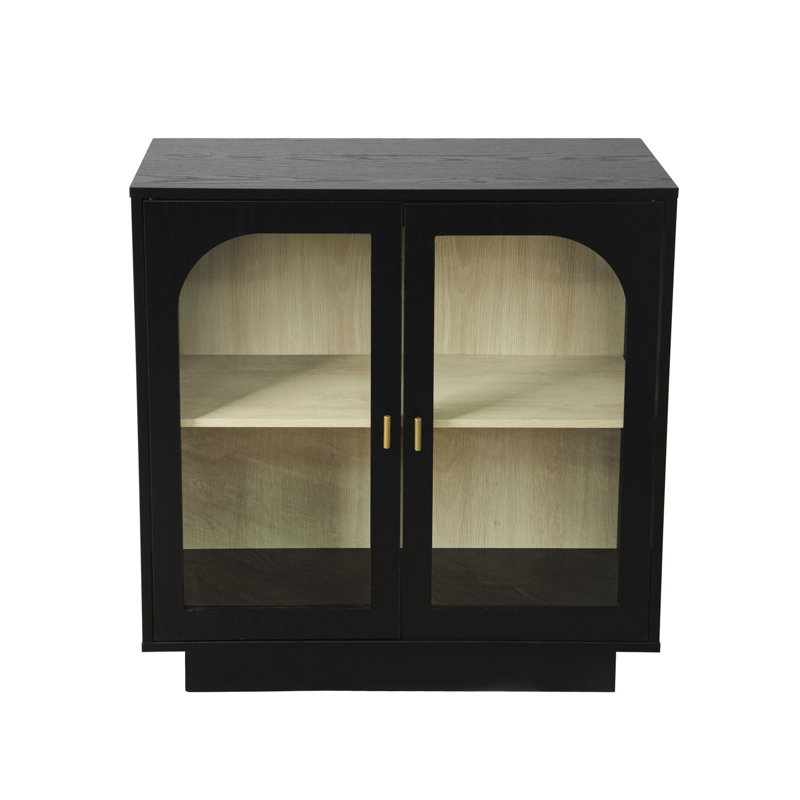 Armoire de rangement avec porte en acrylique pour le ménage - Panneau de particules noir résistant aux rayures et à l'eau Tablette réglable en stratifié antidérapant